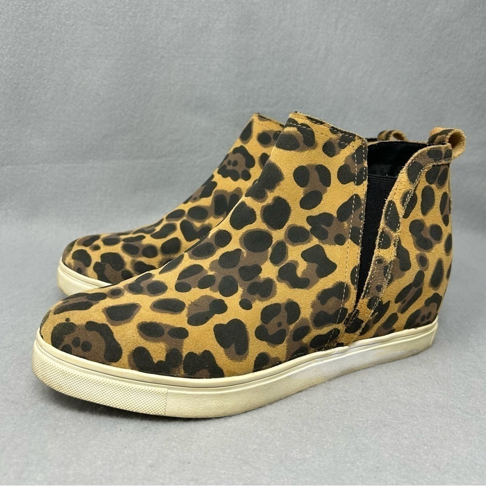 Blondo Shoes Womens 7.5M Georgette Sneakers Leopard Print Waterproof Brown Suede